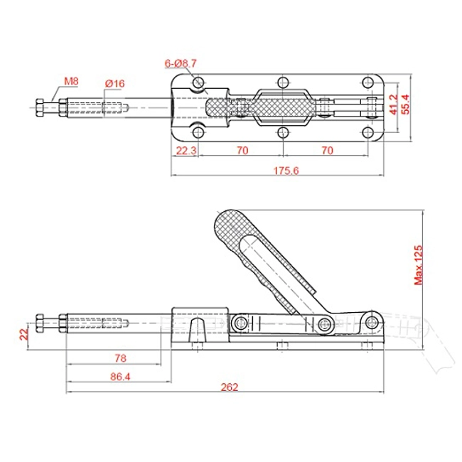 Vendita online Bloccaggio a spinta spintore 78 mm. 360 Kg.